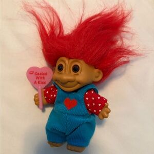 Vintage Russ Troll Doll Valentine “Sealed With a Kiss” Red Hair (1990s)